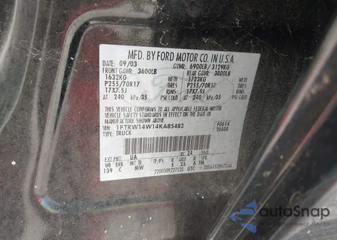 2004 Ford F-150 Xlt z USA, uszkodzony, nr VIN 1FTRW14W14KA85483